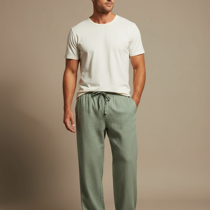 Pantalon Vert Fluide - Lin