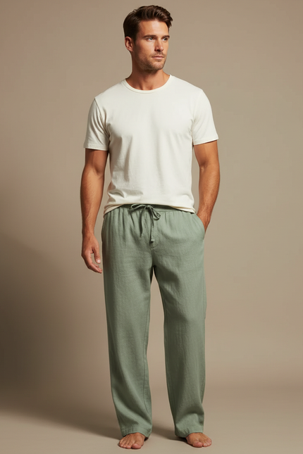 Pantalon Vert Fluide - Lin