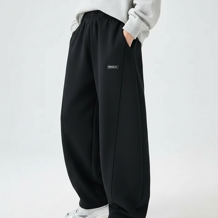 Pantalon Fluide Noir Ample Décontracté Coton Sport - Molleton
