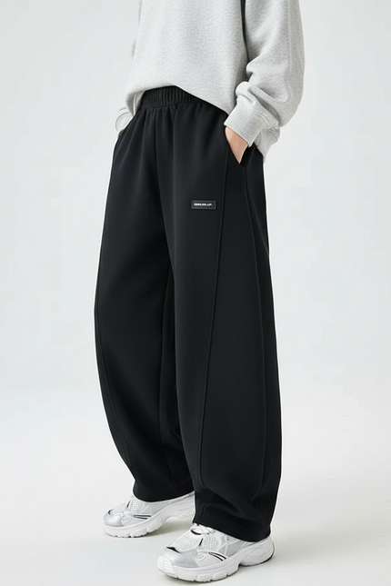 Pantalon Fluide Noir Ample Décontracté Coton Sport - Molleton