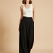 Pantalon Fluide Noir Ample Plissé Chic Élégant - Viscose