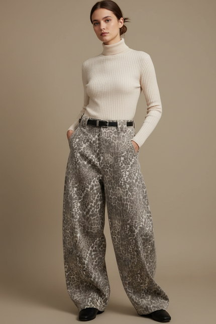 Pantalon Fluide Femme Leopard - Imprimé Jean