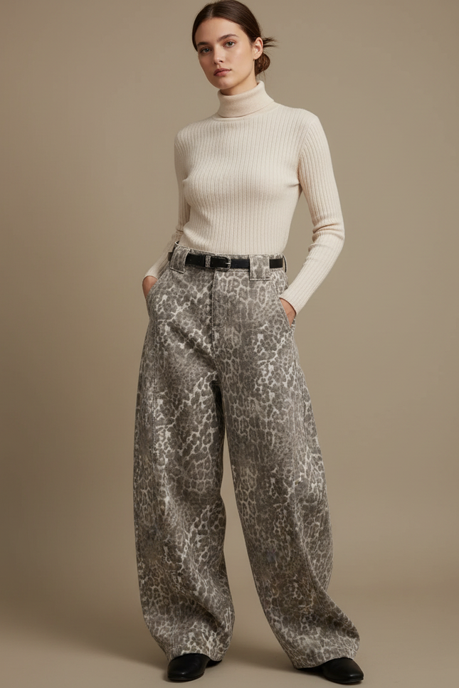 Pantalon Fluide Femme Leopard - Imprimé Jean