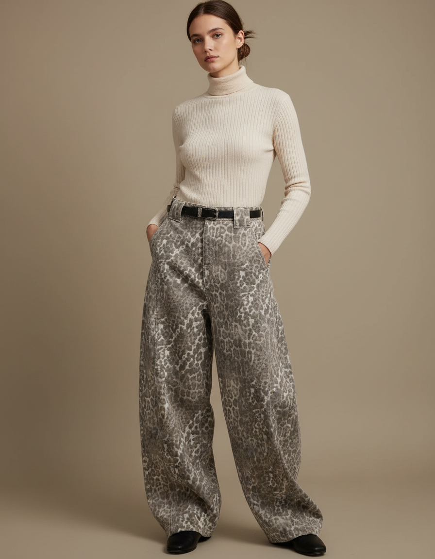Pantalon Fluide Femme Leopard - Imprimé Jean