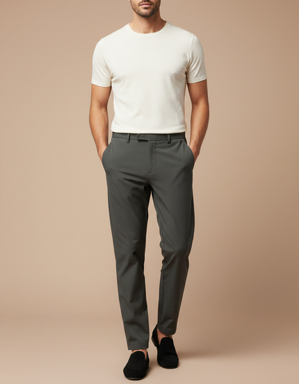 Pantalon Fluide Cintré - Kaki Polyester