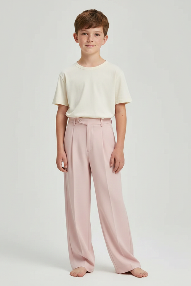 Pantalon Fluide Rose Ample Plissé Confortable Enfant - Polyester