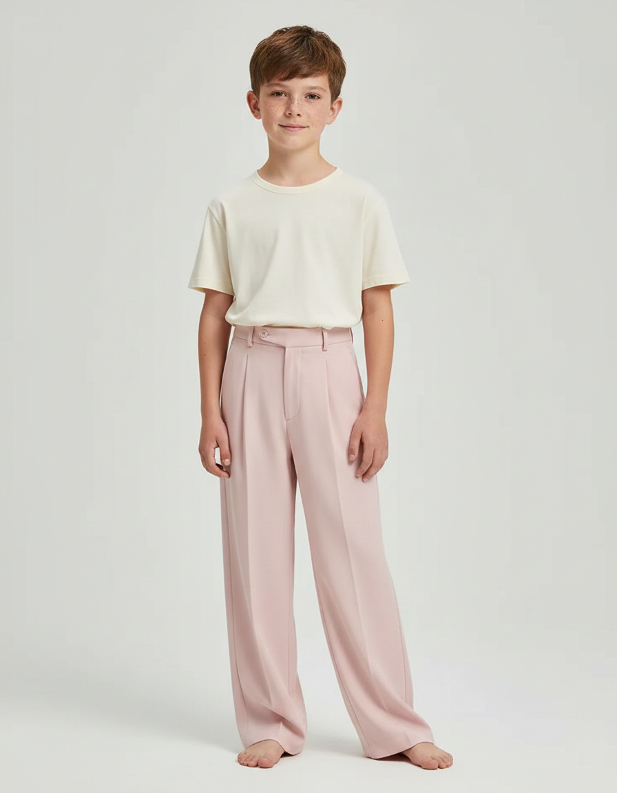 Pantalon Fluide Rose Ample Plissé Confortable Enfant - Polyester