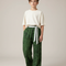Pantalon Fluide Vert Imprimé Floral Ample Garçon - Lin