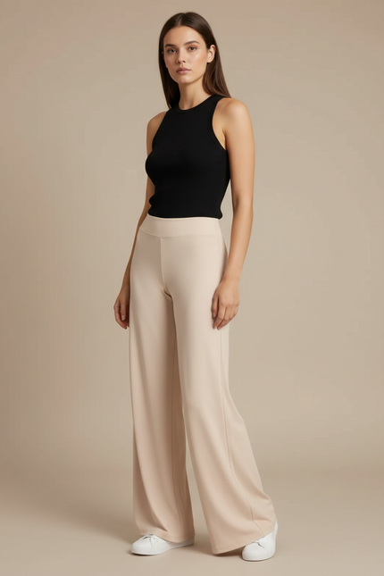 Pantalon Fluide Nude - Beige Maille
