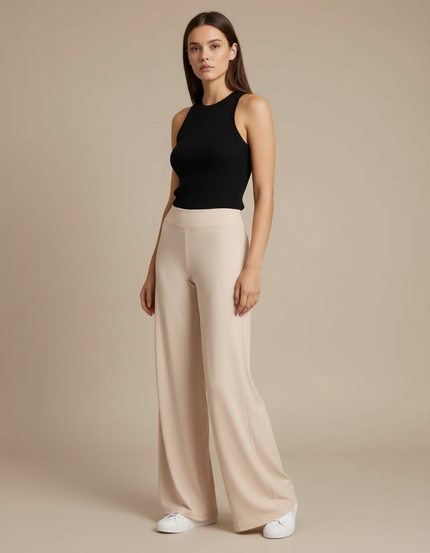 Pantalon Fluide Nude - Beige Maille