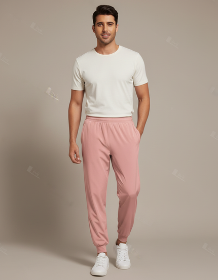 Pantalon Fluide Rose Homme Sport Décontracté Confortable - Polyester