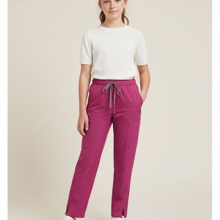 Pantalon Fluide Fuschia Droit Élastique Confortable Fille - Rose Polyester