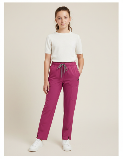 Pantalon Fluide Fuschia Droit Élastique Confortable Fille - Rose Polyester