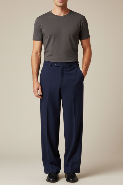 Pantalon Fluide Bleu Marine Chic - Gabardine