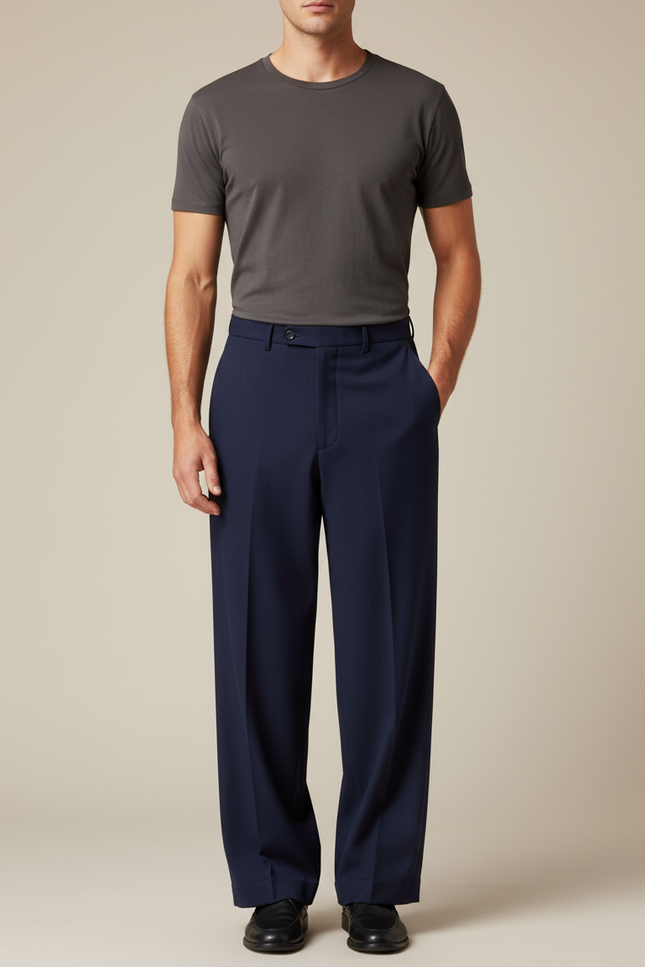 Pantalon Fluide Bleu Marine Chic - Gabardine
