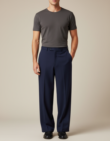 Pantalon Fluide Bleu Marine Chic - Gabardine