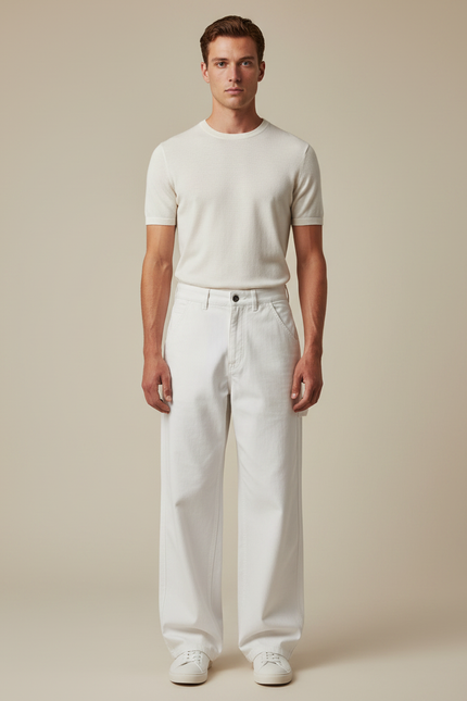 Pantalon Fluide Blanc Homme - Jean