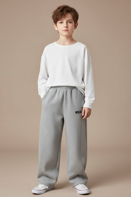 Pantalon Fluide Gris Ample Coton Sport Enfant - Molleton