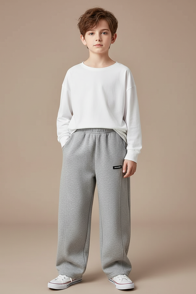 Pantalon Fluide Gris Ample Coton Sport Enfant - Molleton