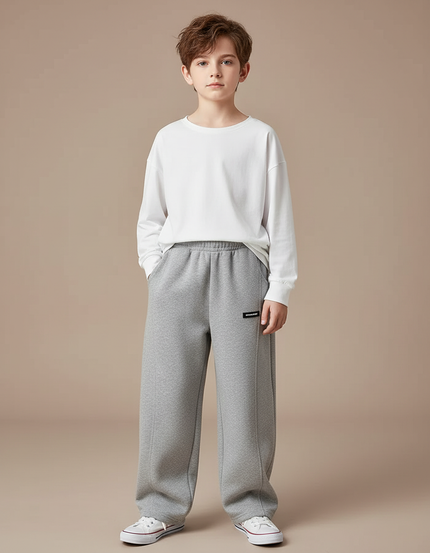 Pantalon Fluide Gris Ample Coton Sport Enfant - Molleton