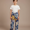 Pantalon Fluide Floral Bleu Large Confortable Enfant - Viscose