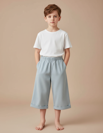 Pantalon Fluide Bleu Ciel Ample Coton Enfant - Molleton