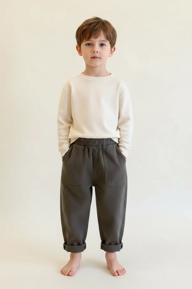 Pantalon Fluide Vert Kaki Coton Ample Unisexe Décontracté - Molleton