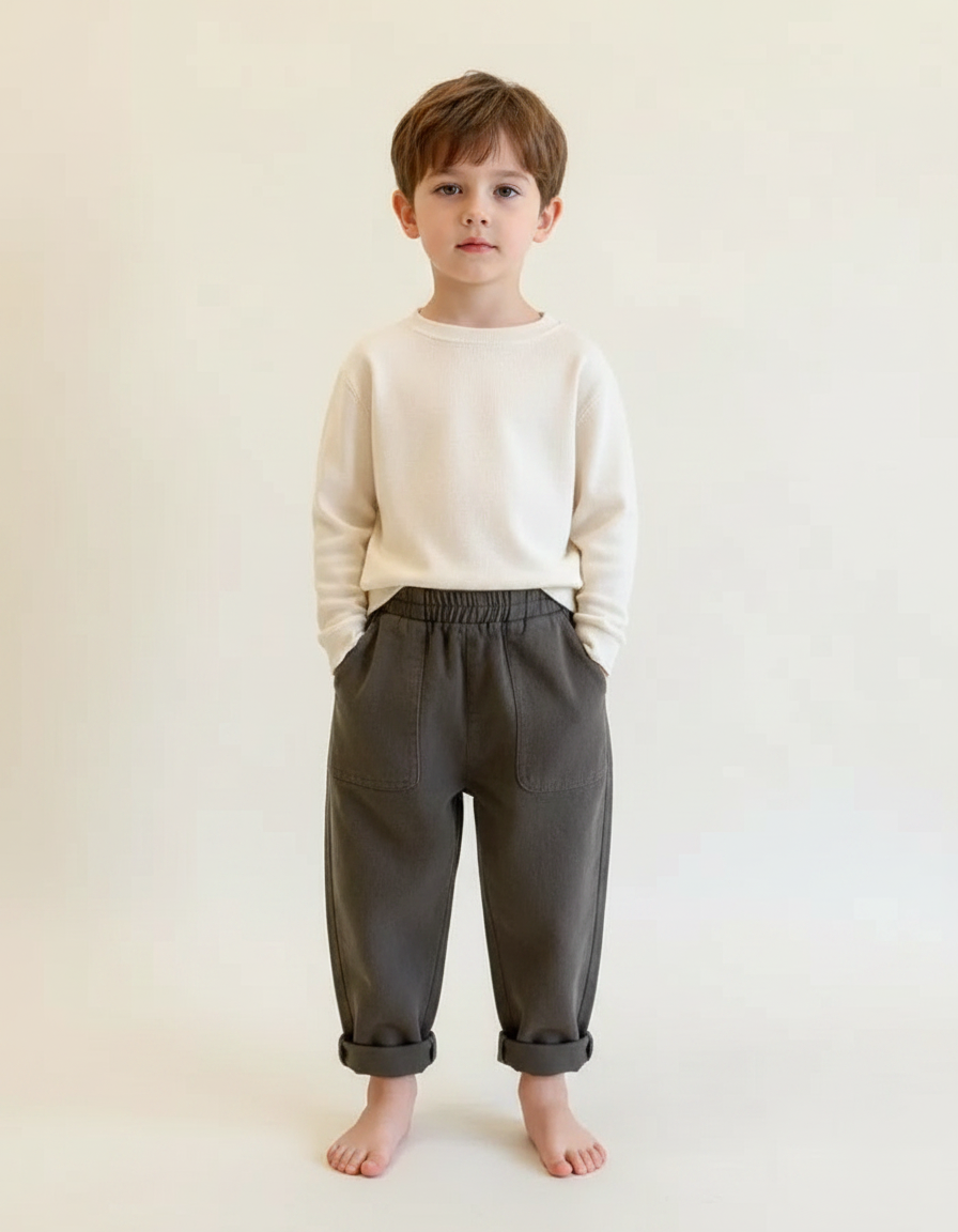 Pantalon Fluide Vert Kaki Coton Ample Unisexe Décontracté - Molleton