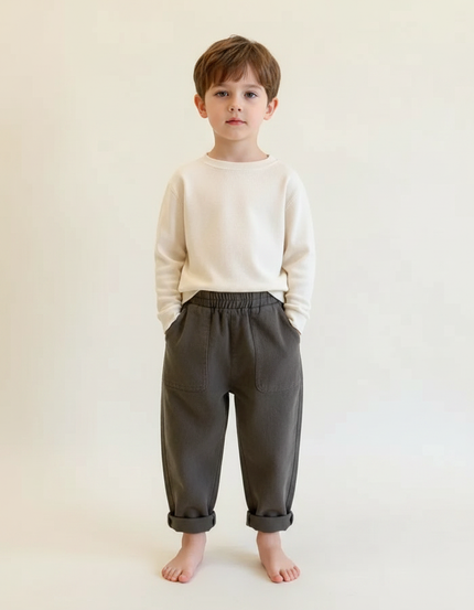 Pantalon Fluide Vert Kaki Coton Ample Unisexe Décontracté - Molleton
