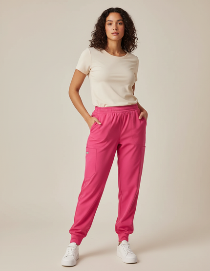 Pantalon Fluide Rose Vif Jogger Sport Femme - Polyester