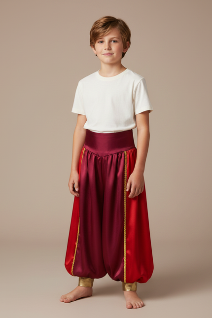 Pantalon Fluide Garçon Bordeaux Coupe Ample - Satin