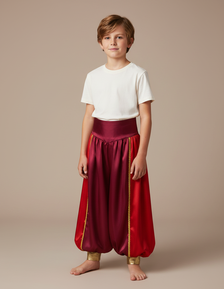 Pantalon Fluide Garçon Bordeaux Coupe Ample - Satin