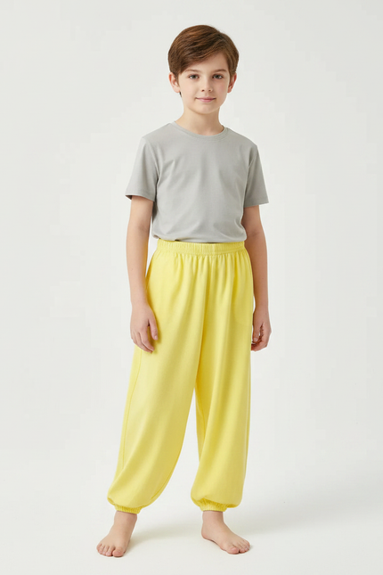 Pantalon Fluide Jaune Ample Coton Enfant - Molleton