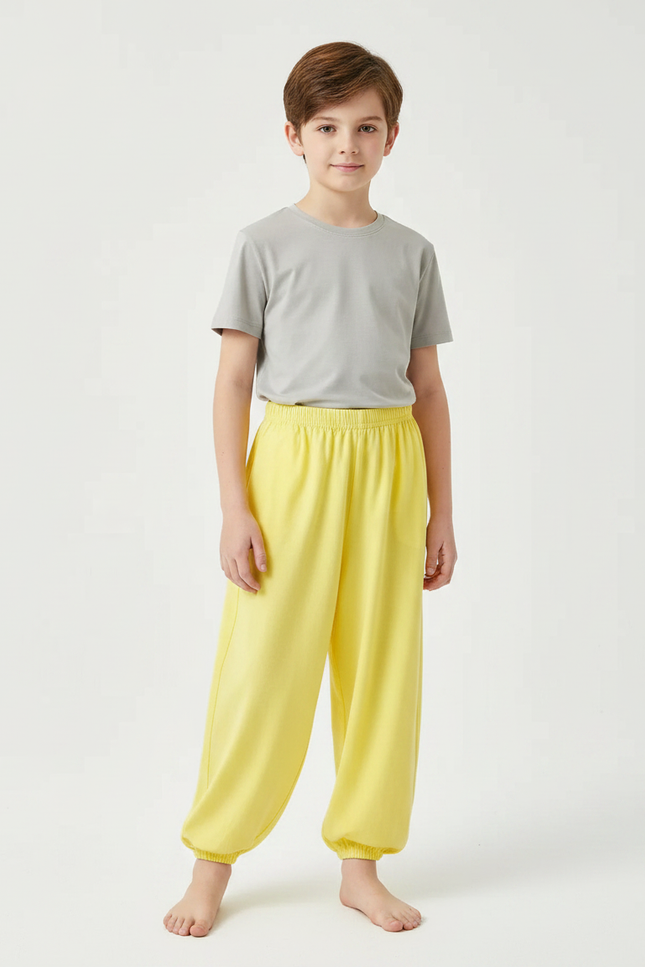 Pantalon Fluide Jaune Ample Coton Enfant - Molleton