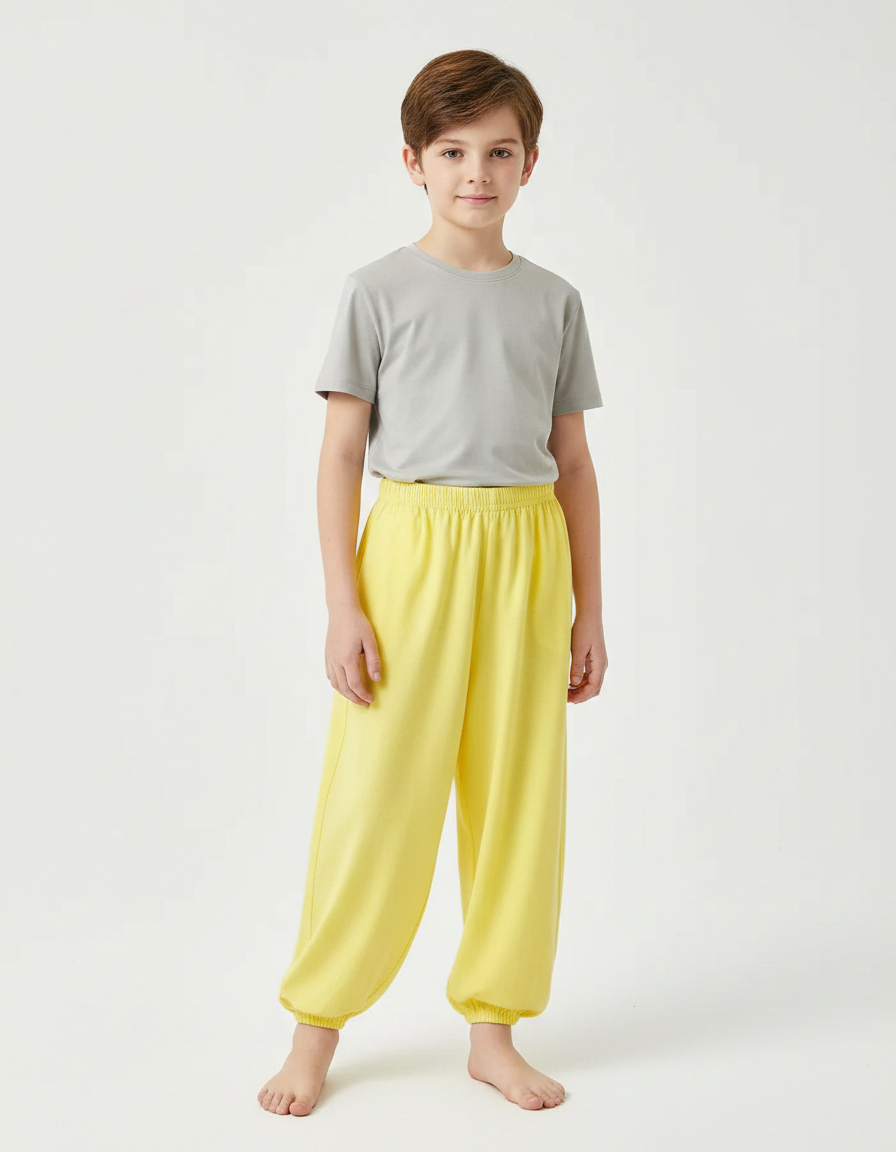 Pantalon Fluide Jaune Ample Coton Enfant - Molleton