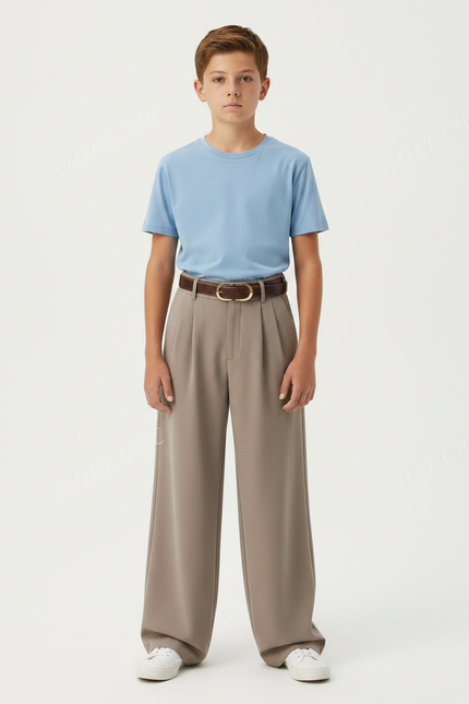 Pantalon Fluide Marron Ample Plissé Confortable Décontracté - Viscose