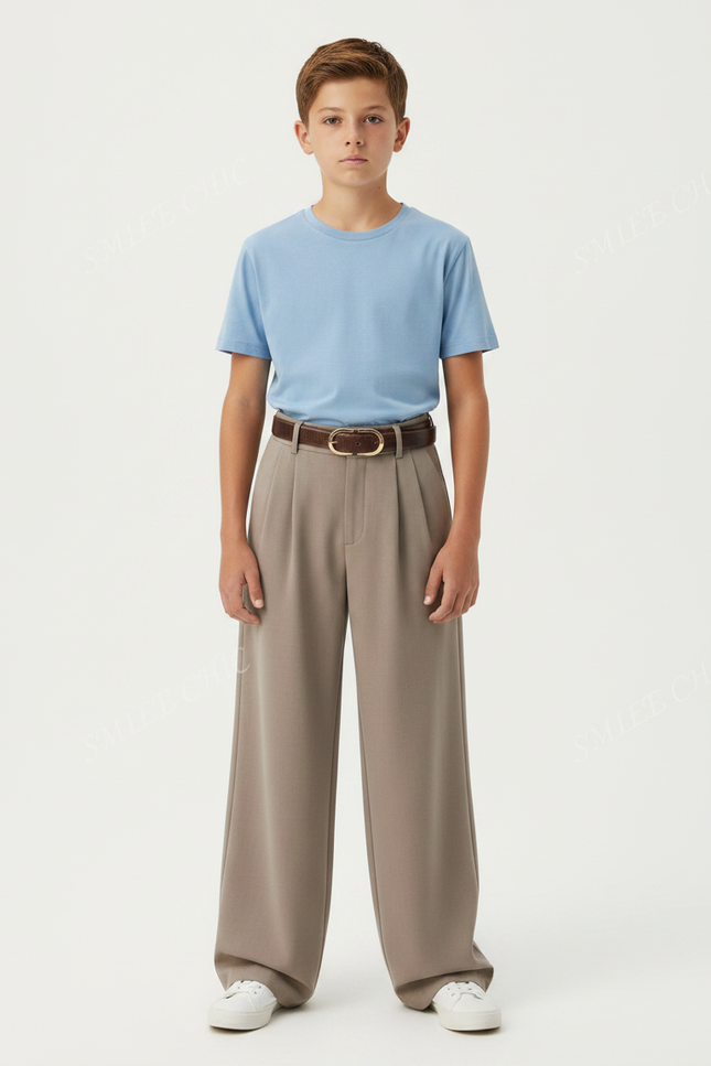 Pantalon Fluide Marron Ample Plissé Confortable Décontracté - Viscose