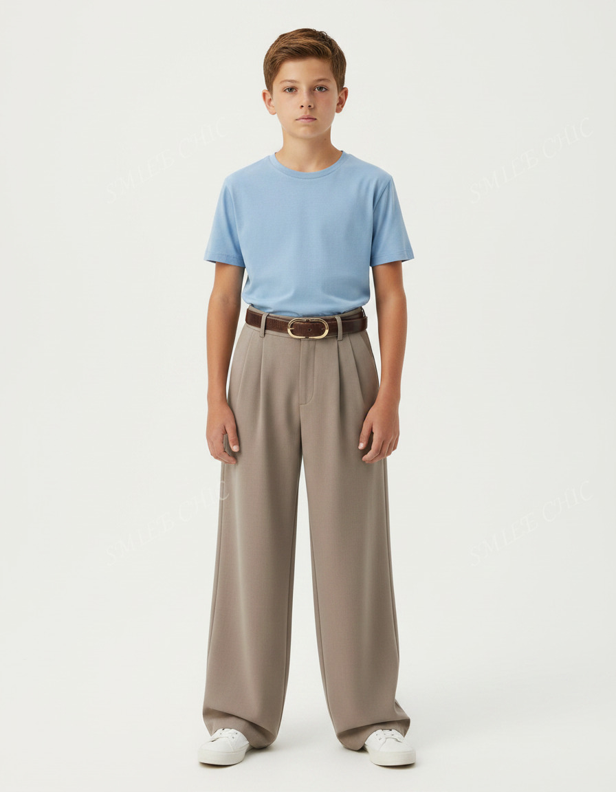 Pantalon Fluide Marron Ample Plissé Confortable Décontracté - Viscose