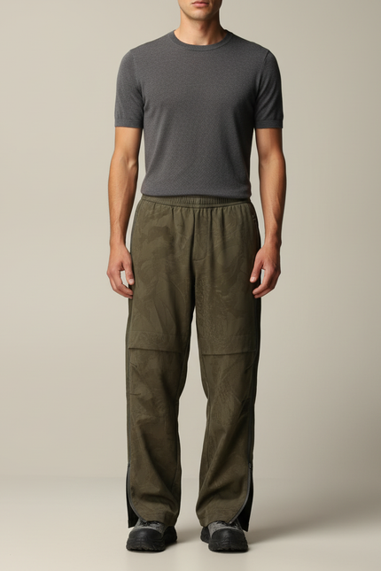Pantalon Fluide Kaki Ample Décontracté Zippé Homme - Polyester