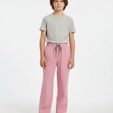 Pantalon Fluide Rose Droit Décontracté Cordon Enfant - Polyester