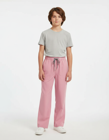 Pantalon Fluide Rose Droit Décontracté Cordon Enfant - Polyester