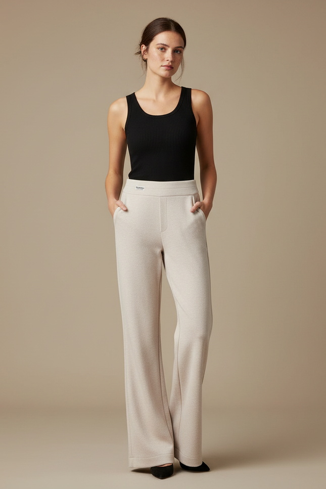 Pantalon Fluide Patte D'eph Femme - Beige Molleton