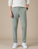 Pantalon Fluide Vert Droit Élastique Décontracté Homme - Polyester