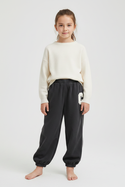 Pantalon Fluide Côtelé Gris Ample Confortable Enfant - Cordé