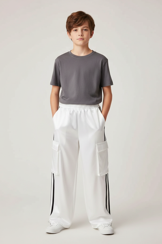Pantalon Fluide Brillant - Blanc Satin