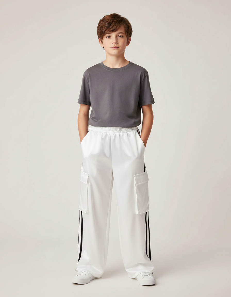 Pantalon Fluide Brillant - Blanc Satin