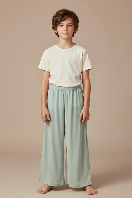 Pantalon Fluide Vert Ample Léger Transparent Confortable - Viscose