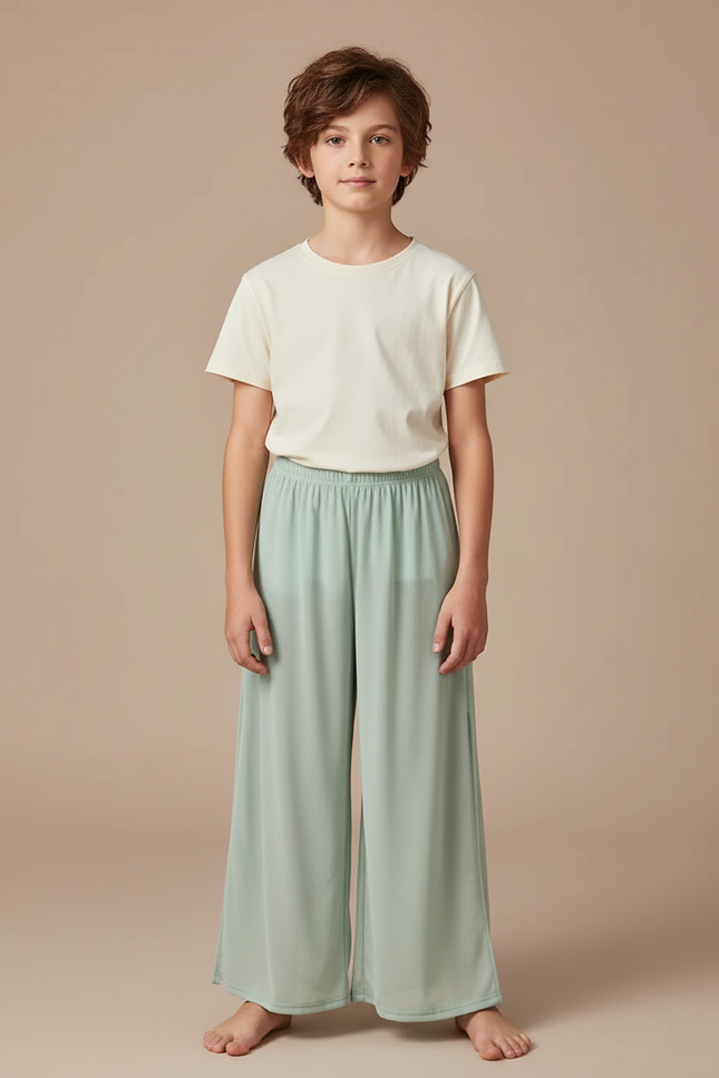 Pantalon Fluide Vert Ample Léger Transparent Confortable - Viscose