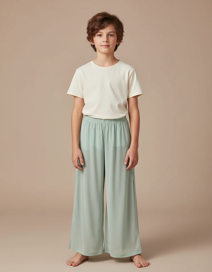 Pantalon Fluide Vert Ample Léger Transparent Confortable - Viscose