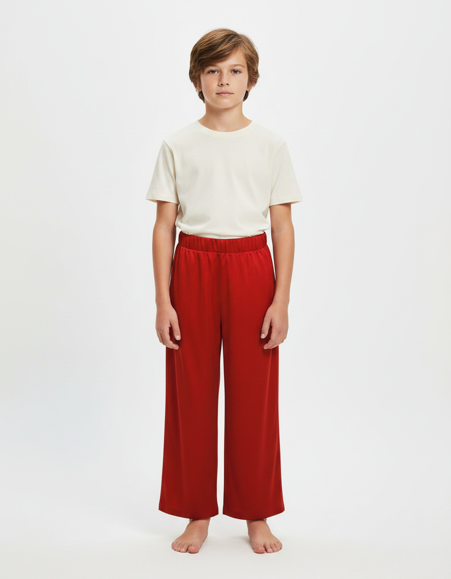 Pantalon Fluide Rouge Ample Confortable Taille Élastique - Viscose